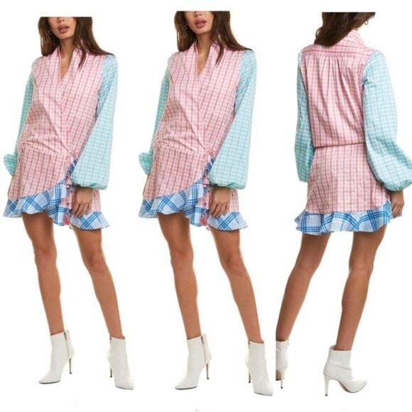 Rococo Sand Dress NWT Camellia Plaid Mini Shirt Dress New M - Picture 1 of 11
